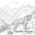 Mountain Scene Snow Leopard Coloring Pages 2