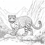 Mountain Scene Snow Leopard Coloring Pages 4