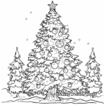 Mystical Christmas Tree in a Winter Wonderland Coloring Pages 1