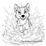 Mystical Water Elemental Wolf Coloring Pages 1