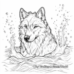Mystical Water Elemental Wolf Coloring Pages 2