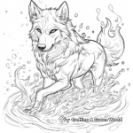 Mystical Water Elemental Wolf Coloring Pages 4