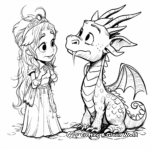 Mythical Dragon and Princess Coloring Pages 4