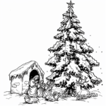 Nativity Scene Beneath Christmas Tree Coloring Pages 1