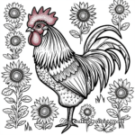 Nature Inspired Rooster Coloring Pages: Sunflowers and Roosters 1