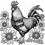 Nature Inspired Rooster Coloring Pages: Sunflowers and Roosters 3
