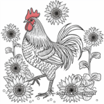 Nature Inspired Rooster Coloring Pages: Sunflowers and Roosters 4