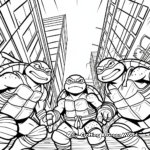 Ninja Turtles in the Street Coloring Pages 1