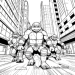 Ninja Turtles in the Street Coloring Pages 2