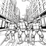 Ninja Turtles in the Street Coloring Pages 4