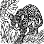 Panther Prowling through the Jungle Coloring Pages 4