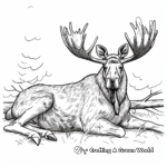 Peaceful Moose Resting Coloring Pages 4