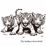 Playful Bengal Tiger Cubs Coloring Pages 1