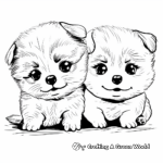 Playful Pomeranian Puppies Coloring Pages 2