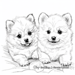 Playful Pomeranian Puppies Coloring Pages 3