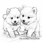 Playful Pomeranian Puppies Coloring Pages 4