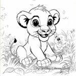 Playing Baby Lion in Jungle Coloring Pages 2
