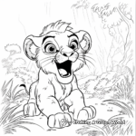 Playing Baby Lion in Jungle Coloring Pages 4