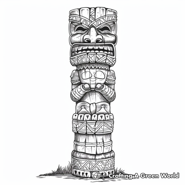 Tiki Totem Serpent Tete Coloring Hugolescargot Kopf Pole Carving Masque 