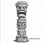Polynesian Tiki Totem Pole Coloring Page 3