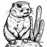 Prairie Dog and Cactus Coloring Pages 1
