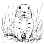 Prairie Dog in the Wild: Grassland Scene Coloring Pages 4