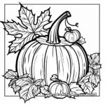Pumpkins and Autumn Leaves Coloring Pages 1