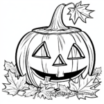 Pumpkins and Autumn Leaves Coloring Pages 2