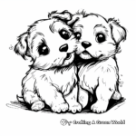 Puppy Love: Two playful puppies Coloring Pages 2