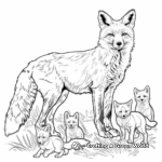 Red Fox Family Coloring Pages: Vixen, Dog and Kits 3