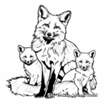 Red Fox Family Coloring Pages: Vixen, Dog and Kits 4