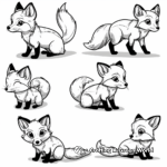 Red Fox in Different Poses Coloring Pages 3