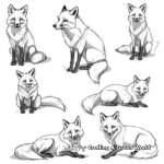 Red Fox in Different Poses Coloring Pages 4