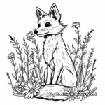 Red Fox with Flowers Coloring Pages 2