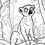 Red Ruffed Lemur in Jungle Setting Coloring Pages 1