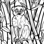 Red Ruffed Lemur in Jungle Setting Coloring Pages 3