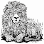 Relaxing Lion in the Savannah Coloring Pages 3