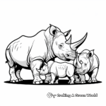 Rhino Family Coloring Pages: Male, Female, and Calves 2