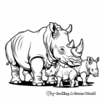 Rhino Family Coloring Pages: Male, Female, and Calves 3
