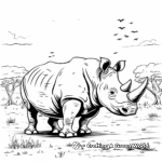 Rhinoceros in their Habitat: Savannah-Scene Coloring Pages 1