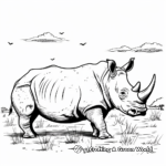 Rhinoceros in their Habitat: Savannah-Scene Coloring Pages 2