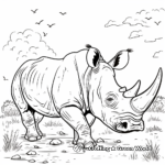 Rhinoceros in their Habitat: Savannah-Scene Coloring Pages 3