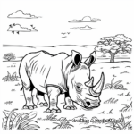 Rhinoceros in their Habitat: Savannah-Scene Coloring Pages 4