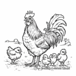 Rooster Family Coloring Pages: Rooster, Hen, and Chicks 3