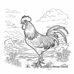 Rooster in Landscape: Barnyard Scene Coloring Pages 2