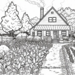 Rural Farmhouse and Gardens Coloring Pages 1