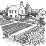 Rural Farmhouse and Gardens Coloring Pages 3