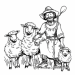 Shepherd and Baby Lambs Coloring Pages 1