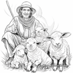 Shepherd and Baby Lambs Coloring Pages 3