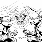 Shredder and Ninja Turtles Face-off Coloring Sheets 1